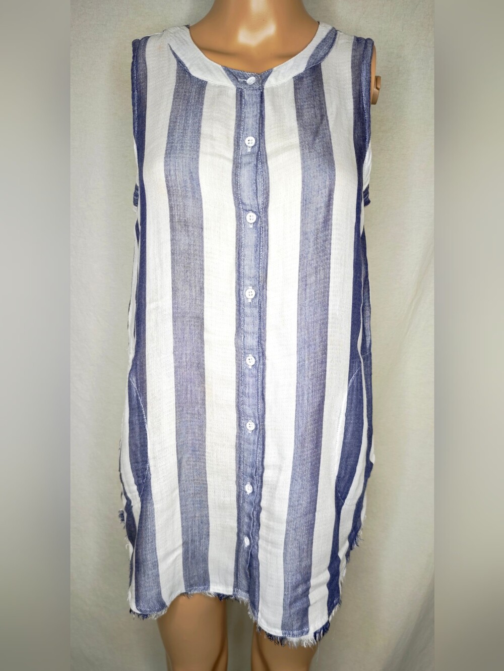 philosophy sleeveless pinstripe button down